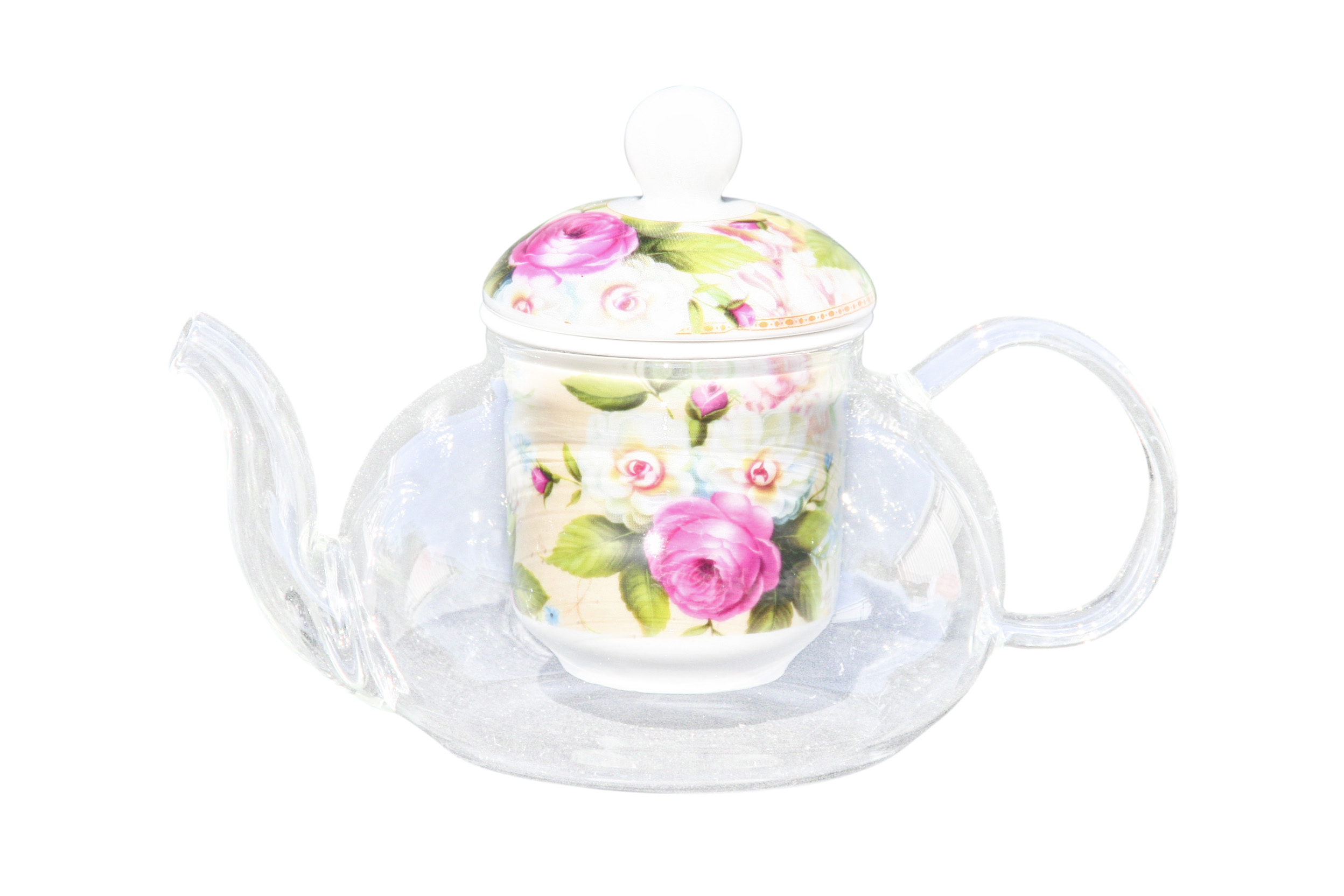 Glass/Porcelain Infused Teapot Forest Bloom - Click Image to Close